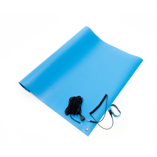 ESD Anti-Static Three Layer Vinyl Mat Kit, 3 Ft. x 8 Ft., Blue